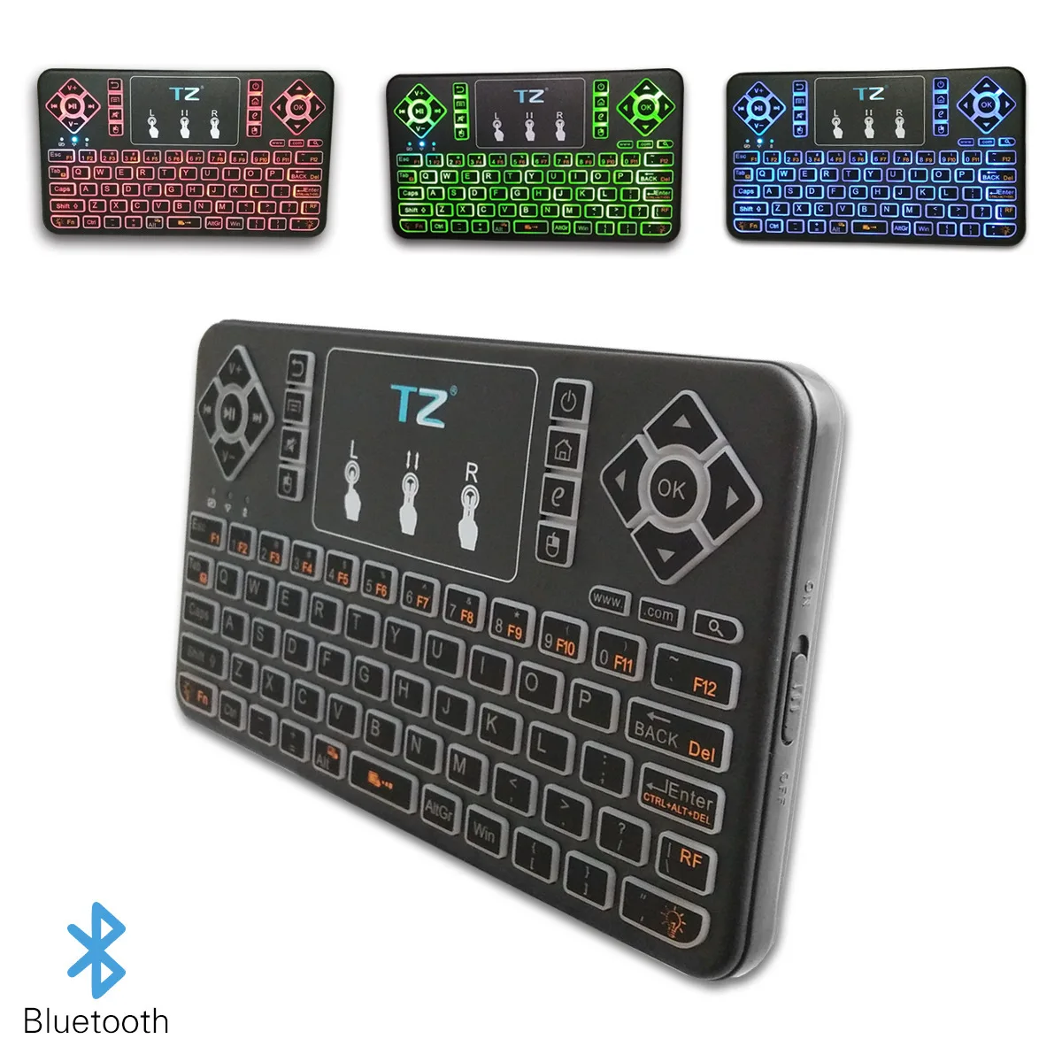 

Q9 Bluetooth Wireless 3 Colors Backlit Touchpad Air Mouse Mini Keyboard for Android TV Box Phone RGB Fly Air Mouse RemoteControl