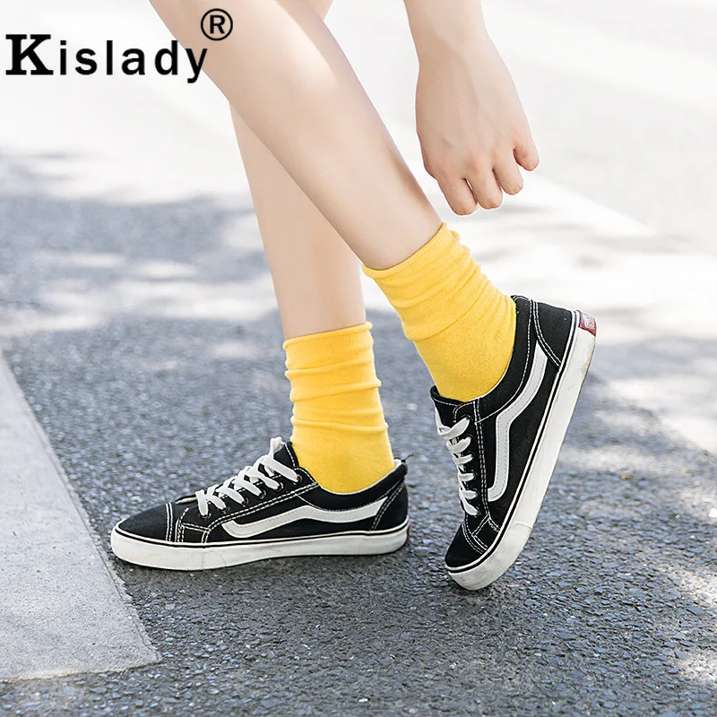 Весенние новые женские пушистые носки кавайного цвета корейские винтажные пушистые носки Харадзюку оранжевые желтые забавные носки уличная одежда