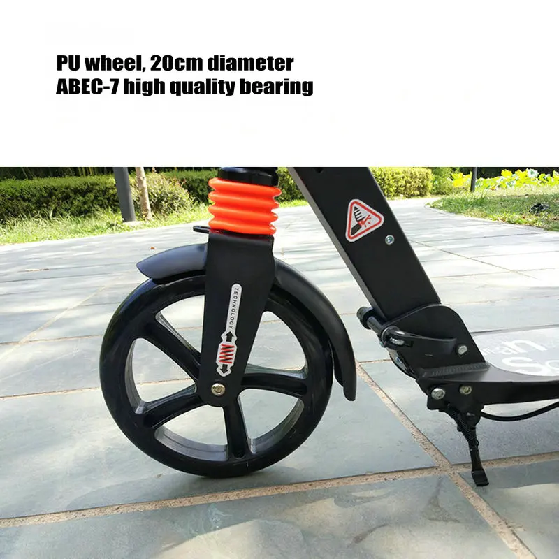 Adult Scooter with double shock absorption, double brake and 20cm PU wheel adult foldable kick scooter