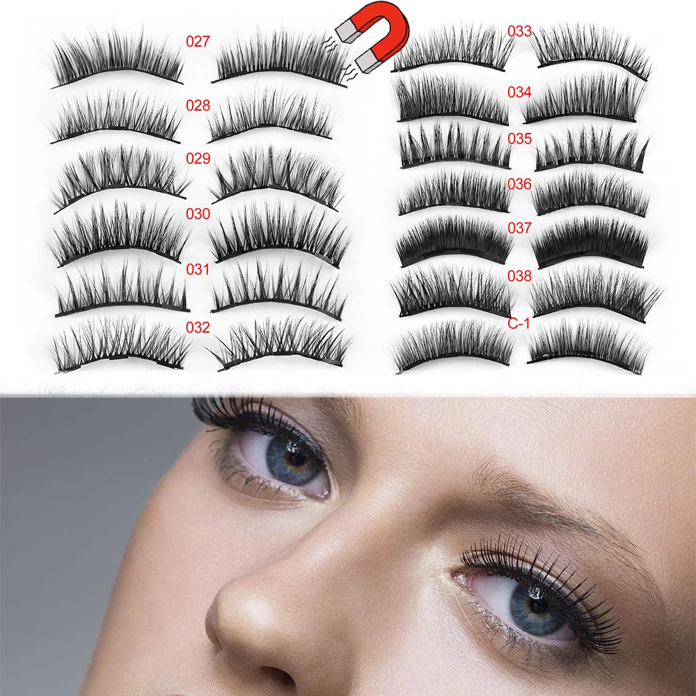 

1Set Triple Magnetic False Eyelashes magnet Handmade Full Coverage eyelash Thick Long Fake Eyelashes Extension Makeup