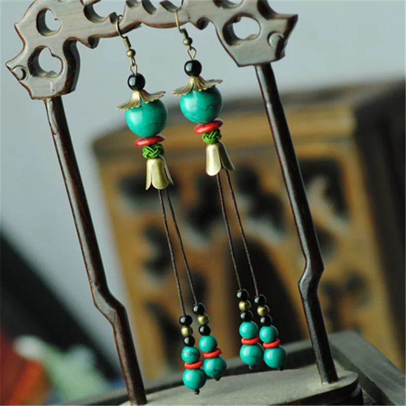 

Chinese Wind National Ornaments Pure Handmade Earrings Classical Ear Ornaments
