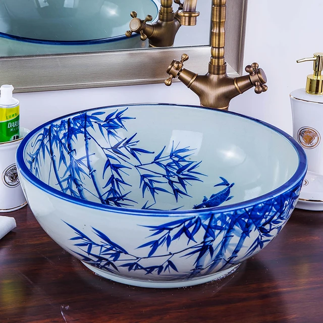 US $277.0 |Blau und weiß Künstlerische Runde Waschbecken Keramik Coutertop Waschbecken badezimmer toilette waschbecken in Blau und weiß ... US $277.0 |Blau und weiß Künstlerische Runde Waschbecken Keramik Coutertop Waschbecken badezimmer toilette waschbecken in Blau und weiß ...