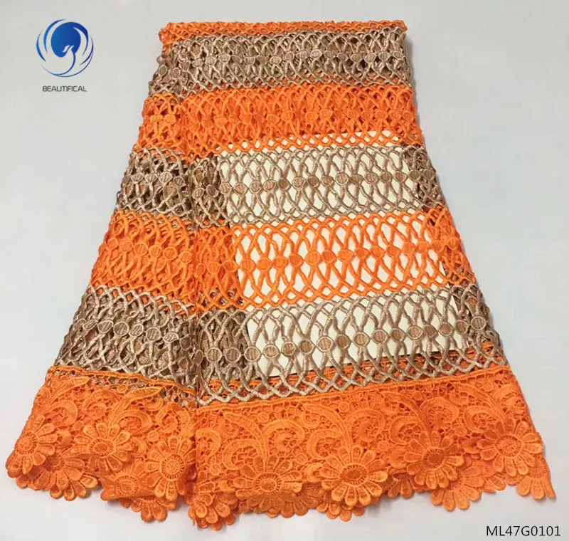 

BEAUTIFICAL cord lace fabric high quality guipure laces fabrics water soluble laces fabric for women dress 5yards/lot ML47G01