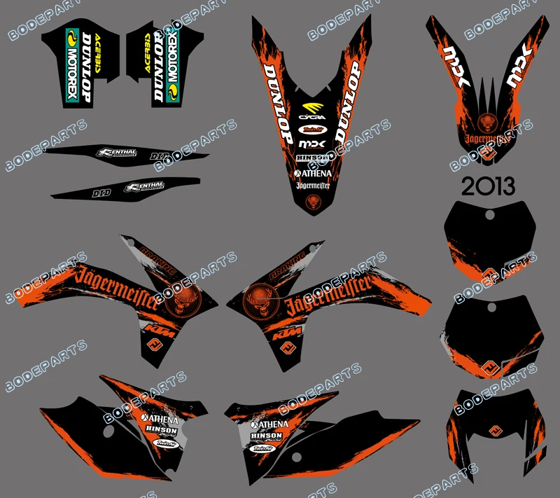 

DST0601 NEW STYLE TEAM GRAPHICS WITH MATCHING BACKGROUNDS FOR KTM 125/200/250/300/350/450/500 EXC 2012-2013 XC 2011