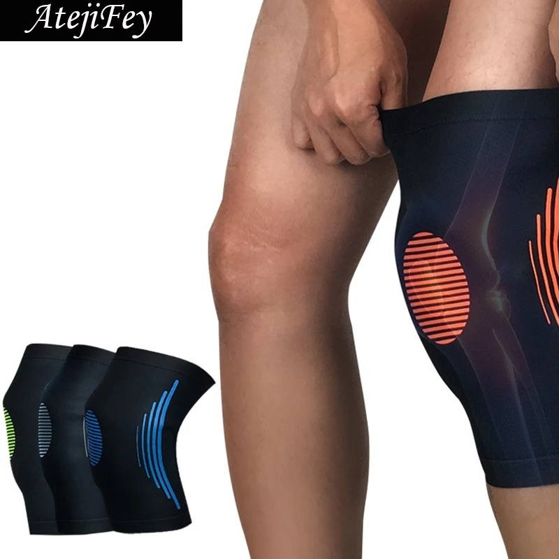 1 Pair Elastic Compression Breathable Knee Sleeves Protector for Running Cycling Basketball