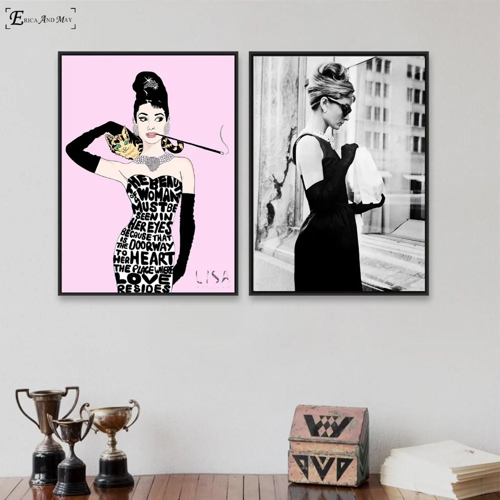 Ретро Одри Хепберн мотивация Печать на холсте Современная живопись плакаты настенные художественные картины для украшения гостиной без рамки