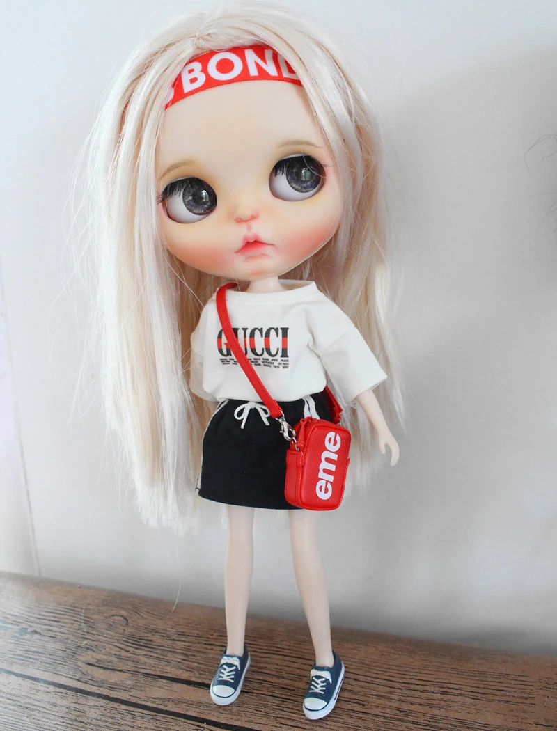 1/6 Одежда для кукол, футболка/Короткая юбка для Blyth, рубашка для Licca, Azone, Pullip, Obitsu24, Одежда для кукол, наряды, аксессуары