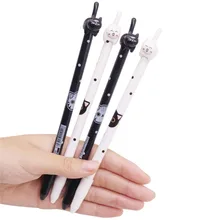 100 шт. подарочная ручка 0,5 мм Симпатичные гелевая ручка с фигуркой котенка изысканный для студентов канцелярские принадлежности ручка черный стержень белый шест/смешивания полюс опционально