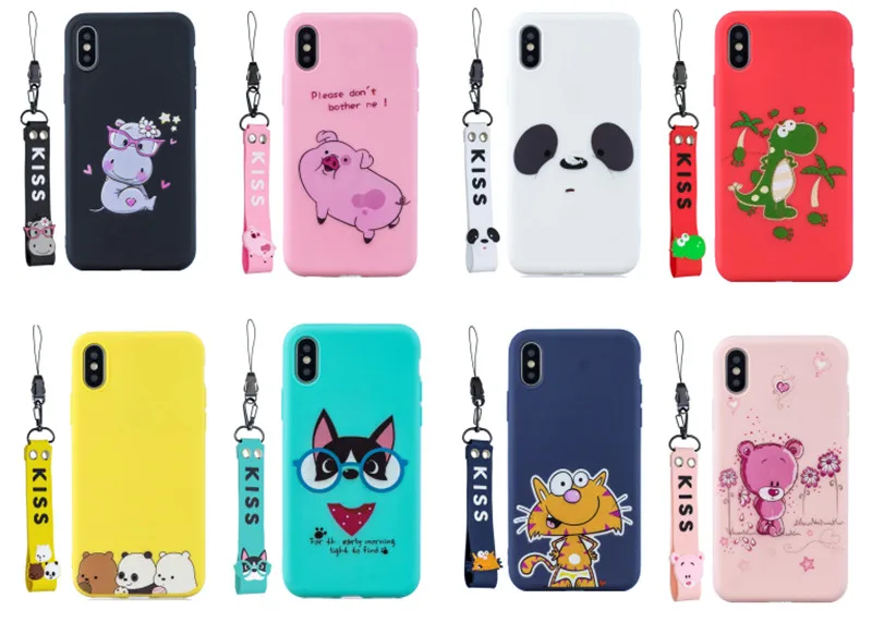 

Cartoon Lanyard Cover Soft TPU Case For Xiaomi F1 5X 6X A2 lite Redmi GO 4X 5A 5 Plus 6A 6 Pro Note 5 6 7 Cute Bear Candy Case