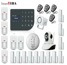 SmartYIBA WIFI GSM SMS Home Alarm System APP Control Camera Surveillance Alarm Smoke Detector Loudly Horn Door Open/Close Alarm