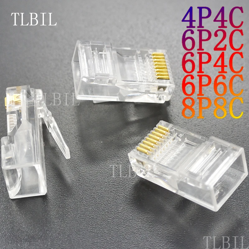 10 шт. 4P4C 6P2C 6P4C 6P6C 8P8C телефон Интернет модульный разъем Jack RJ9 RJ11 RJ45 разъем