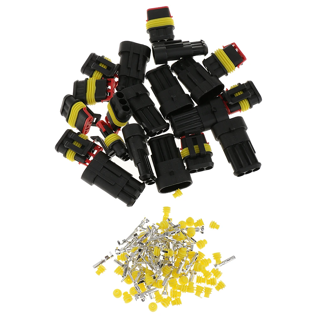 10x 3 Pin Sealed Waterproof Electrical Wire Connector Plus Car Set Car Accessories