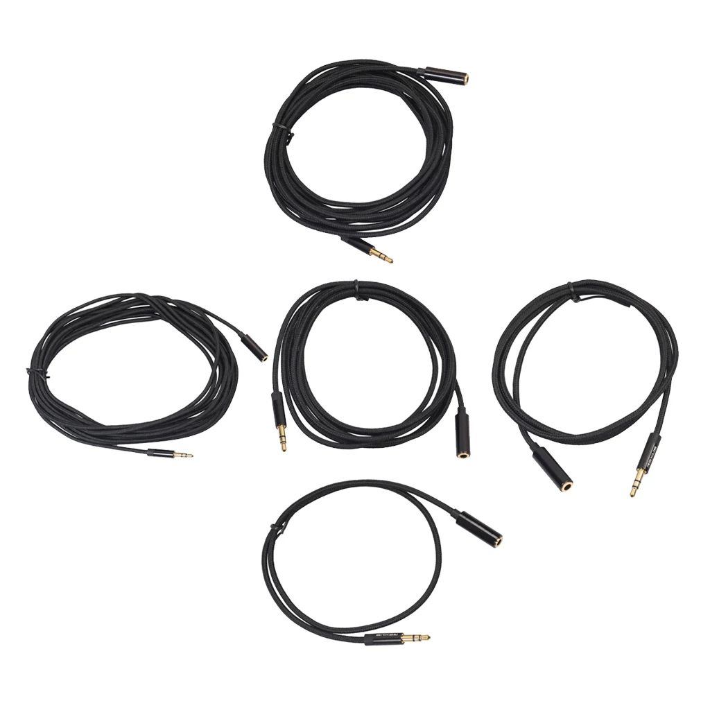 Headphone Extension Cable 3.5mm Jack Male To Female Aux Cable Black 0.5 M