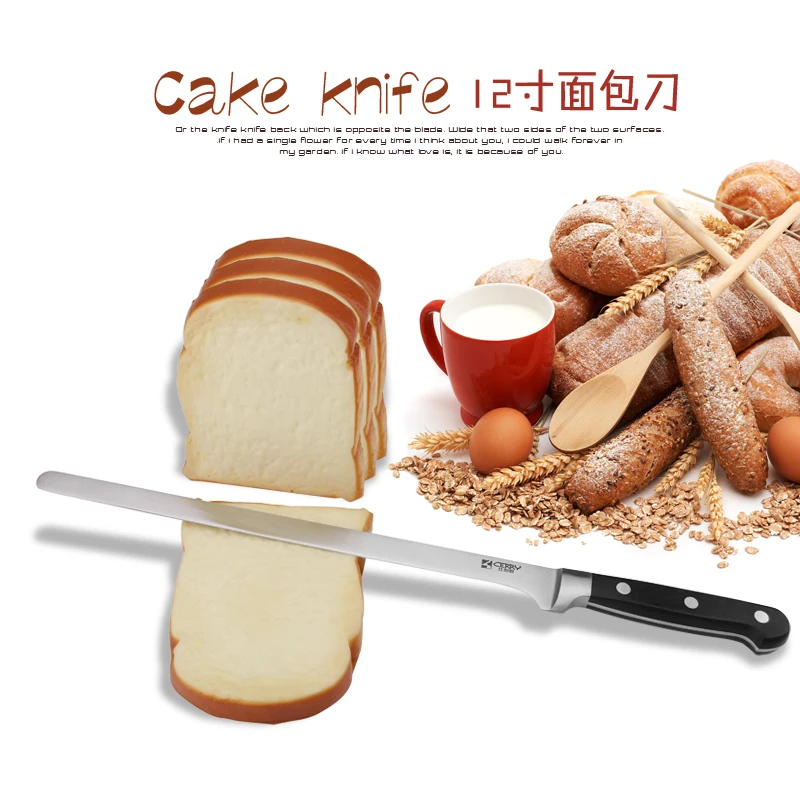 Free Shipping Cerry 12 inch Stainless Steel Kitchen Bread Knife Household Baking Tool Knife Cutting Cake Toast Pastry Slicer