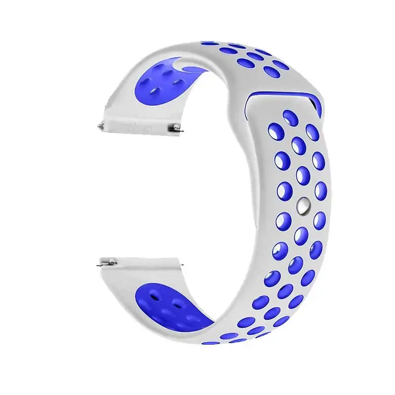 20 22 мм силиконовый ремешок для samsung gear sport S2 S3 Classic Frontier watch Band huami amazfit pace Bip BIT Lite huawei Watch 2 - Цвет ремешка: 26 White blue