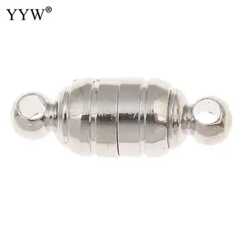

1PC 15x5mm Rhodium Color Magnetic Clasps Brass For Leather Bracelets Necklace Connectors Jewelry Findings Making Diy