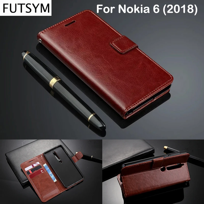 Для Nokia 6 2018 флип чехол тонкий держатель для кожаного чехла Nikia6 телефона Обложка