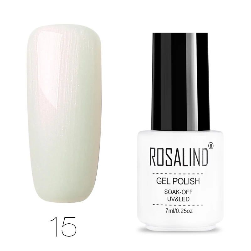 Гель-лак для ногтей ROSALIND, 7 мл, чистый цвет, черный, красный, белый, отмачиваемый гель для ногтей, для дизайна ногтей, маникюрный Топ и гель для базового покрытия лаков - Цвет: 15