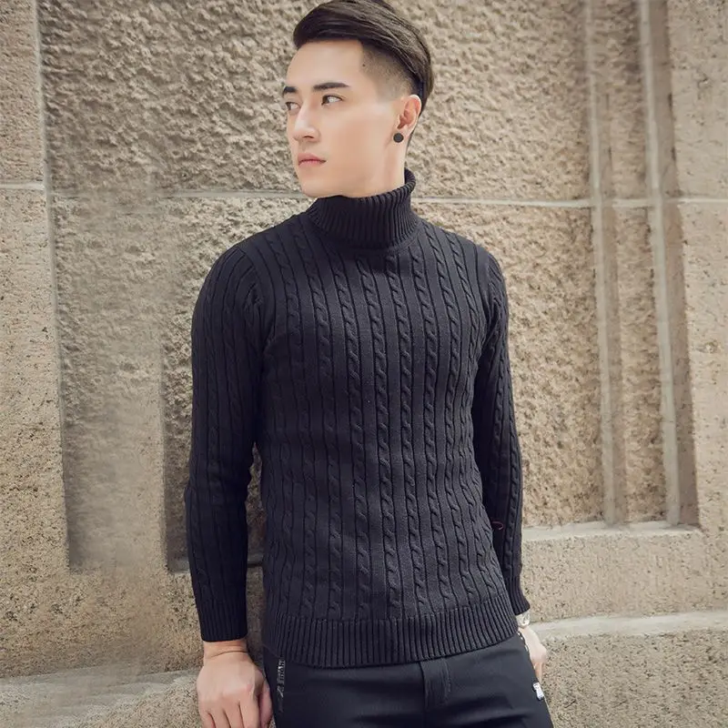 Men's sweater tight long sleeved turtleneck sweater warm winter thick ...