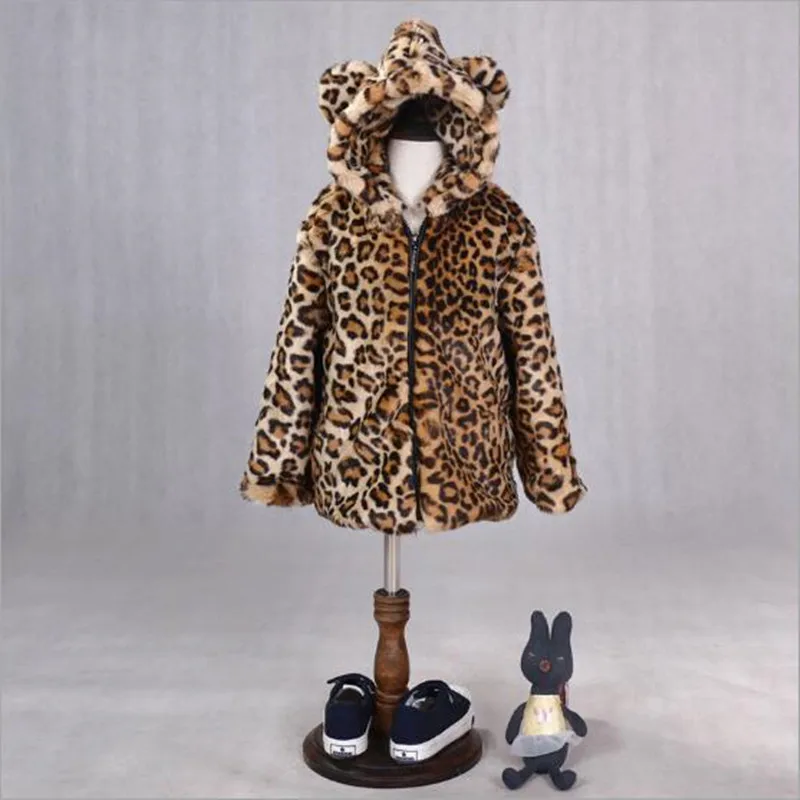 Furry Faux Fur Coats Kids Jackets 2018 Autumn Winter Clothes Leopard Girls Boys Cute Cartoon