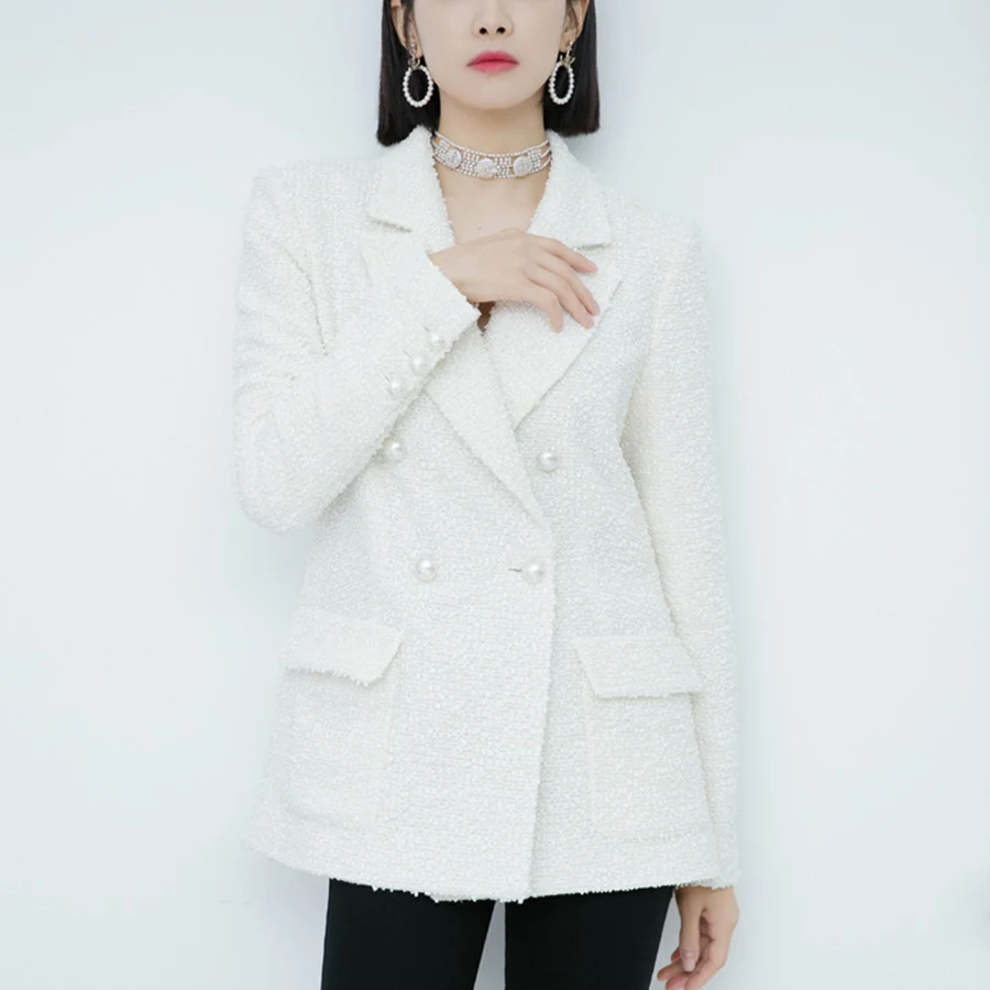 Blazer Feminino Jacket Women's White tweed Blazer 2019 Summer Office Lady blazers and Jackets