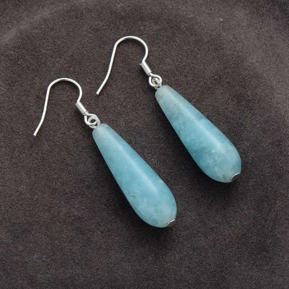 

New Earrings For Women Blue Semi precious Stone Drop Earring Wedding Gifts Exquisite Lady Elegant Jewelry Wholesaler