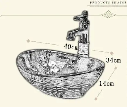 Над столешницей умывальник Овальный слиток раковина для умывания керамическая Европейская цветная Золотая промывка бассейна искусство лук LO6181038
