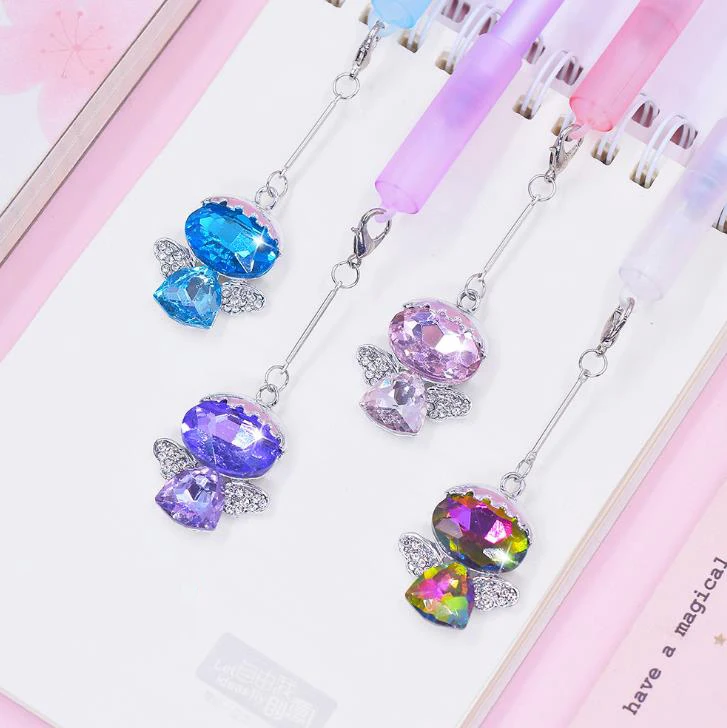 4 шт./компл. мультфильм Сияющий Кристальный Ангел Кулон гелевые ручки 0,5 мм черные чернила нейтральные ручки написание канцелярские офисные школьные принадлежности, блокноты