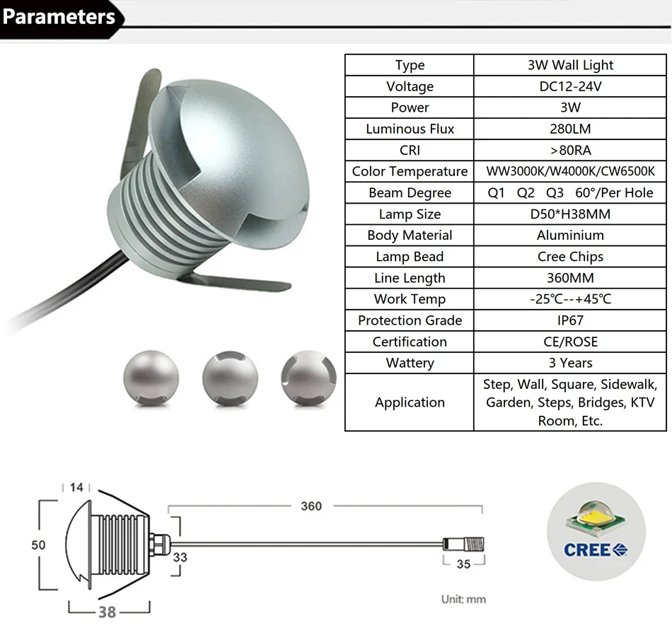 3W Wall Buried Light 1