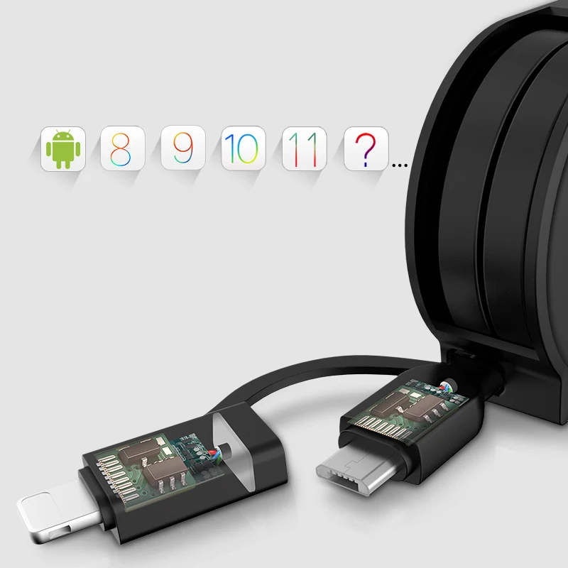 CAFELE Original 1m Retractable cable For Lightning to USB Cable Data Sync Charger Cable for iPhone 5 5s se 6 6s iPad IOS 8 9
