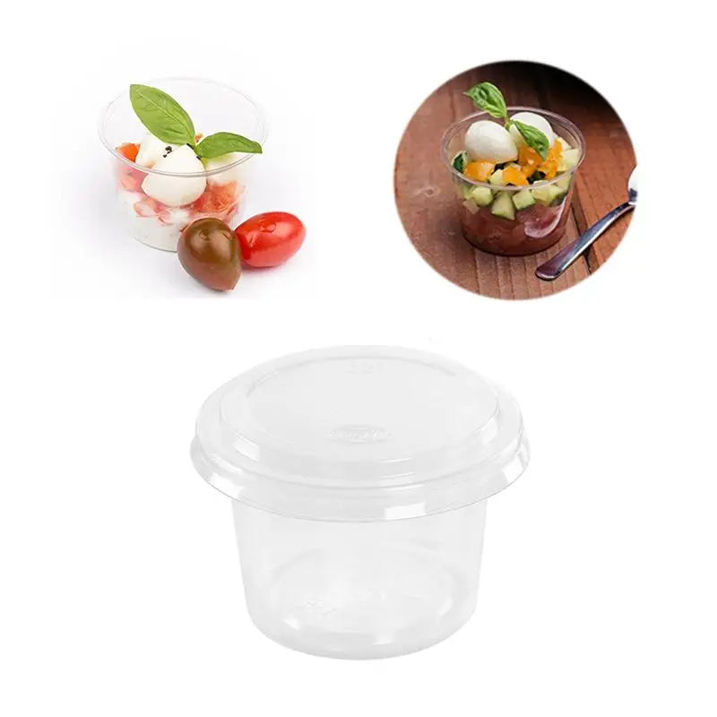 100 шт 1 унций одноразовые пластиковые порционные чашки прозрачный Порционный контейнер с крышками для желе йогурта муссов
