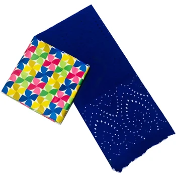 

Best quality nigerian ankara fabrics colorful ribbon silk lace+royal blue soft hollow out swiss voile lace in switzerland 3+2.5y