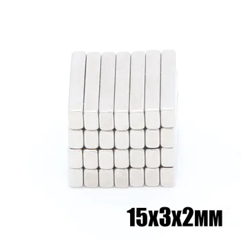 

200pcs 15x3x2 mm wholesale Strong Bar Block Magnets Rare Earth Neodymium 15mm x 3mm x 2 mm ndfeb Neodymium magnets 15x3x2 mm