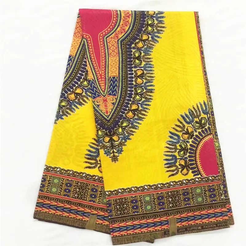 Африканский Дашики воск Африканский Воск принты ткани хлопок воск для одежды Африканский Анкара расписаная восковая Ткань 6 ярдов желтый