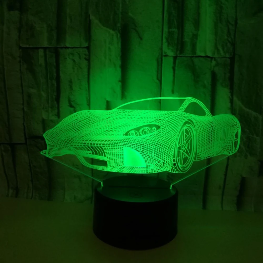 

Novelty 3D Table Lamp 3D Racing Car Night Lights LED USB 7 Colors Sensor Desk Lamp as Holiday New Year Birthday Decor Gifts