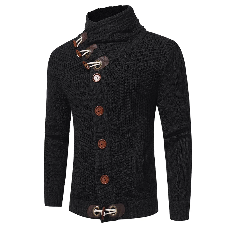 Осень-зима модный бренд толстый свитер Кардиган Куртка Для мужчин свободный крой акрил теплые Вязание Свитеры для женщин Пальто для будущих мам Для мужчин - Цвет: Черный
