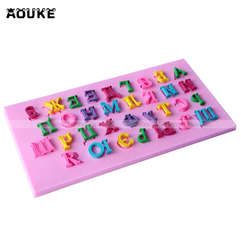 

3D Russian Alphabet Shapes Embossed Liquid Silicone Fondant Cake Molds Soap Chocolate Mold DIY Kitchen Baking Cake Tools E070