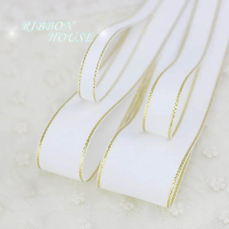 10 ярдов/партия) корсажная лента для кромки белого золота подарочных упаковочных рождественских лент