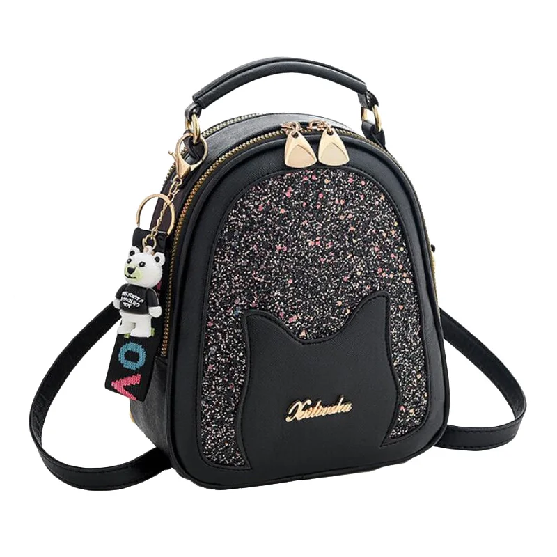 Women Mini Bag PU Sequins Backpack for Girls Travel BackBags Children Back Pack Small Shoulder ...