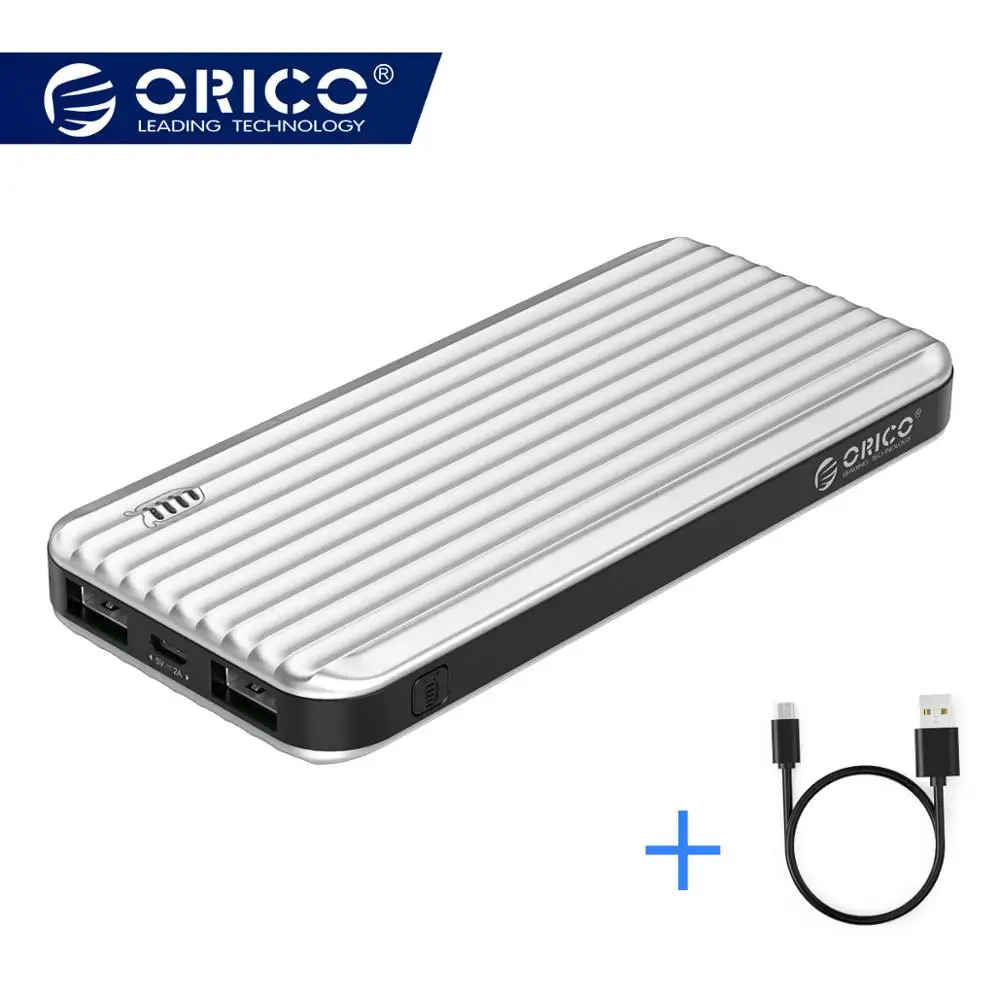 ORICO 10000 мАч Внешний аккумулятор с двумя портами 5V2A ABS светодиодный внешний аккумулятор USB телефон планшет зарядное устройство для iPhone samsung huawei - Цвет: TR10