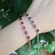 Отличающаяся хорошей устойчивостью натуральный 5 мм с гранатом Мозамбик Браслеты s925 стерлингового серебра Блестящий ювелирные украшения для женщин, натуральный рубин