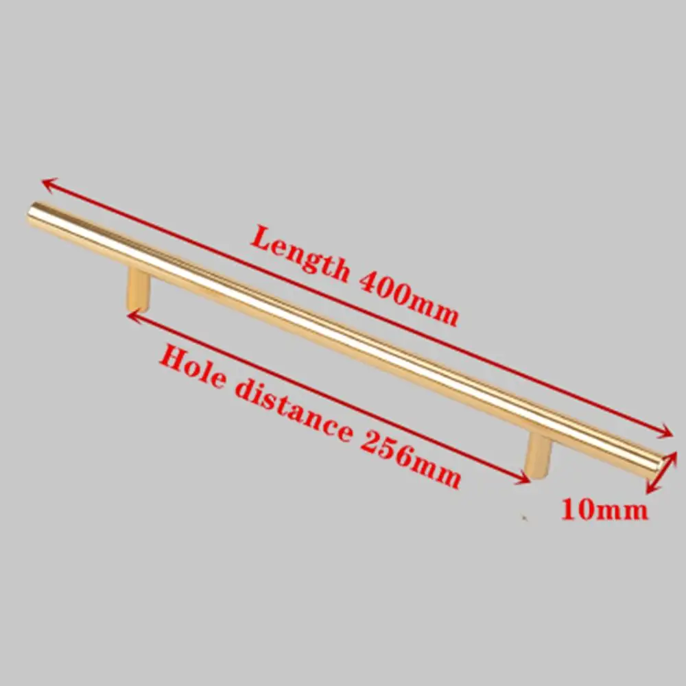 Золотые кухонные дверные Т-образные прямые ручки, ручки для шкафа, диаметр 10 мм, ручки из нержавеющей стали, Мебельная ручка - Цвет: 400mm