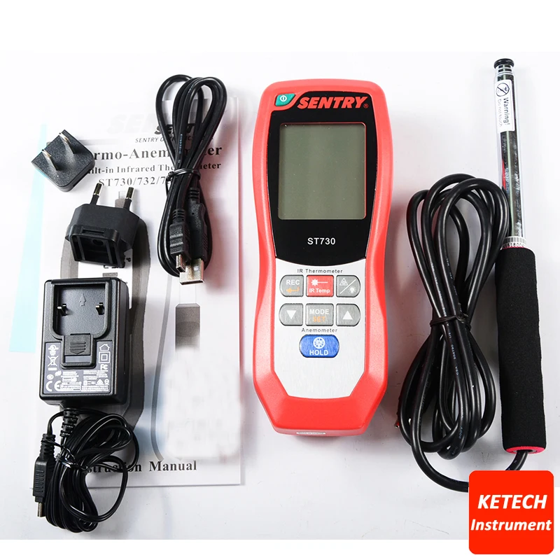 Handheld Hot Wire Anemometer IR Thermomter with USB ST732hot wire