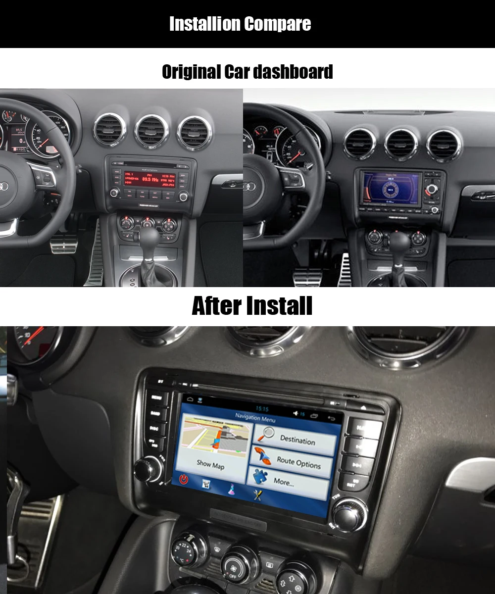 Clearance Krando 7" Android 9.0 car dvd radio navigation multimedia system for Audi TT 2006-2014 audio gps player bluetooth WIFI 3G DAB+ 1