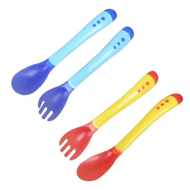 

2Pcs/Set PP Safety Temperature Sensing Spoon Baby Flatware Feeding Spoon Infant Feeding Tools