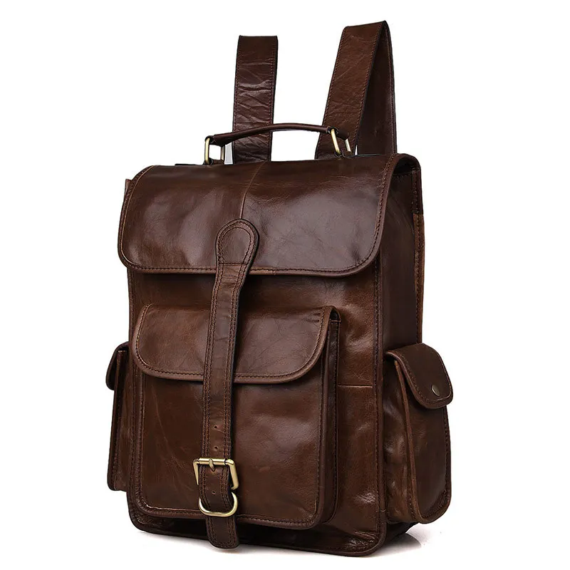 

BOLEKE New Genuine leather Men's backpack retro casual laptop backpacks fashion male large capacity travel Bag business backpack
