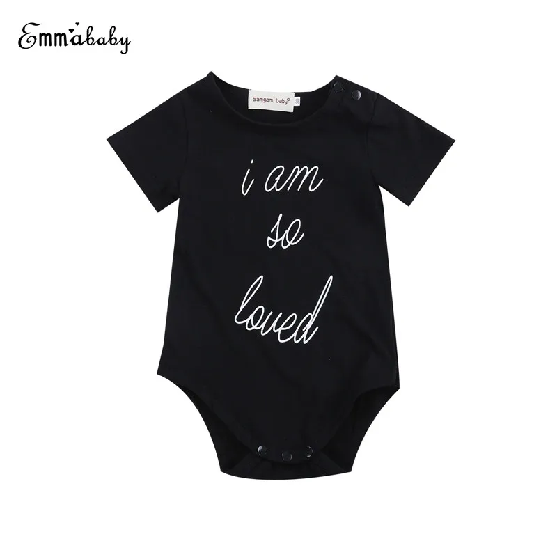 

2017 Summer Newborn Toddler Infant Baby Boys Girls Short Sleeve Cotton Letter O-Neck Jumpsuit Bodysuit Clothing Outfits 0-24M