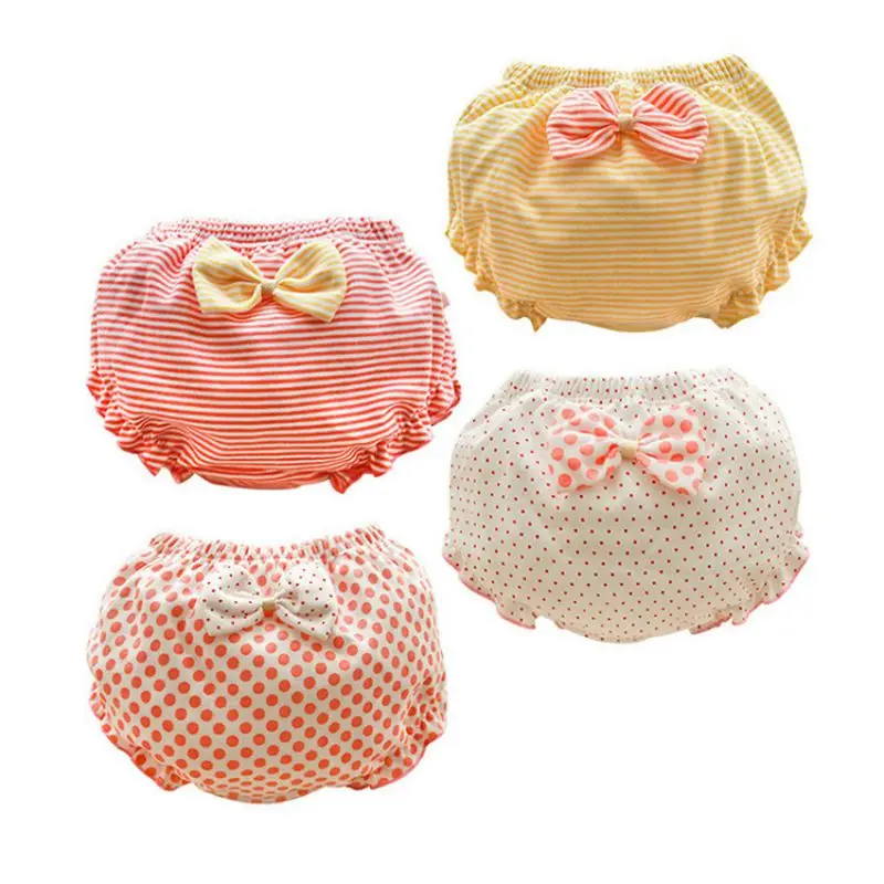 

Kids PP Bread Pants Baby Toddler Girl Cotton Lovely Breathable Soft Striped Underwear Panties Briefs with Bowknot 2019 Newly