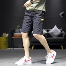 Уличная Мужская шорты с несколькими карманами, однотонные мужские шорты с эластичной резинкой на талии, дышащие повседневные