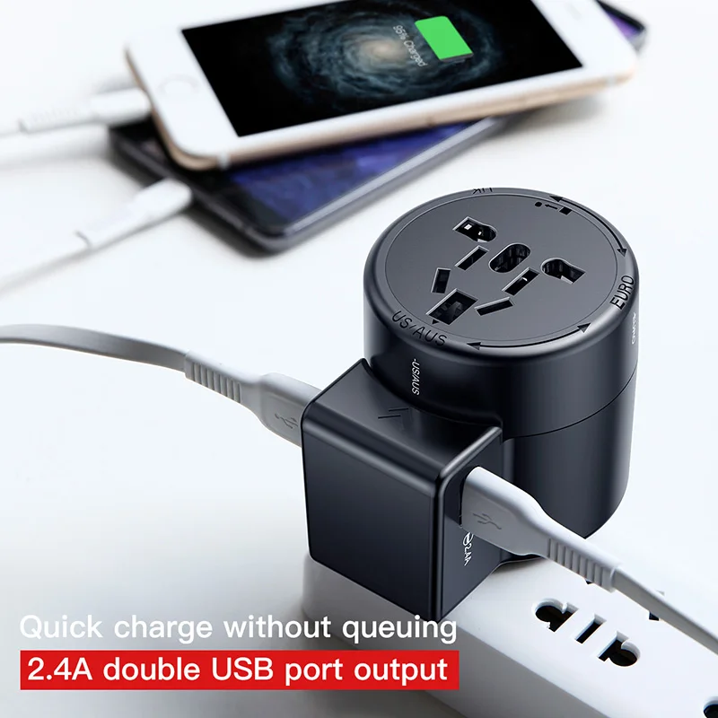 Универсальное дорожное зарядное устройство Baseus с двумя USB портами 2 4 А|Зарядные